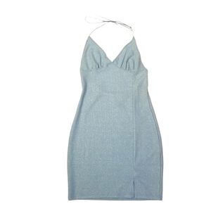 H&M Divided Mini Dress Size S Cocktail Sky Blue Metallic